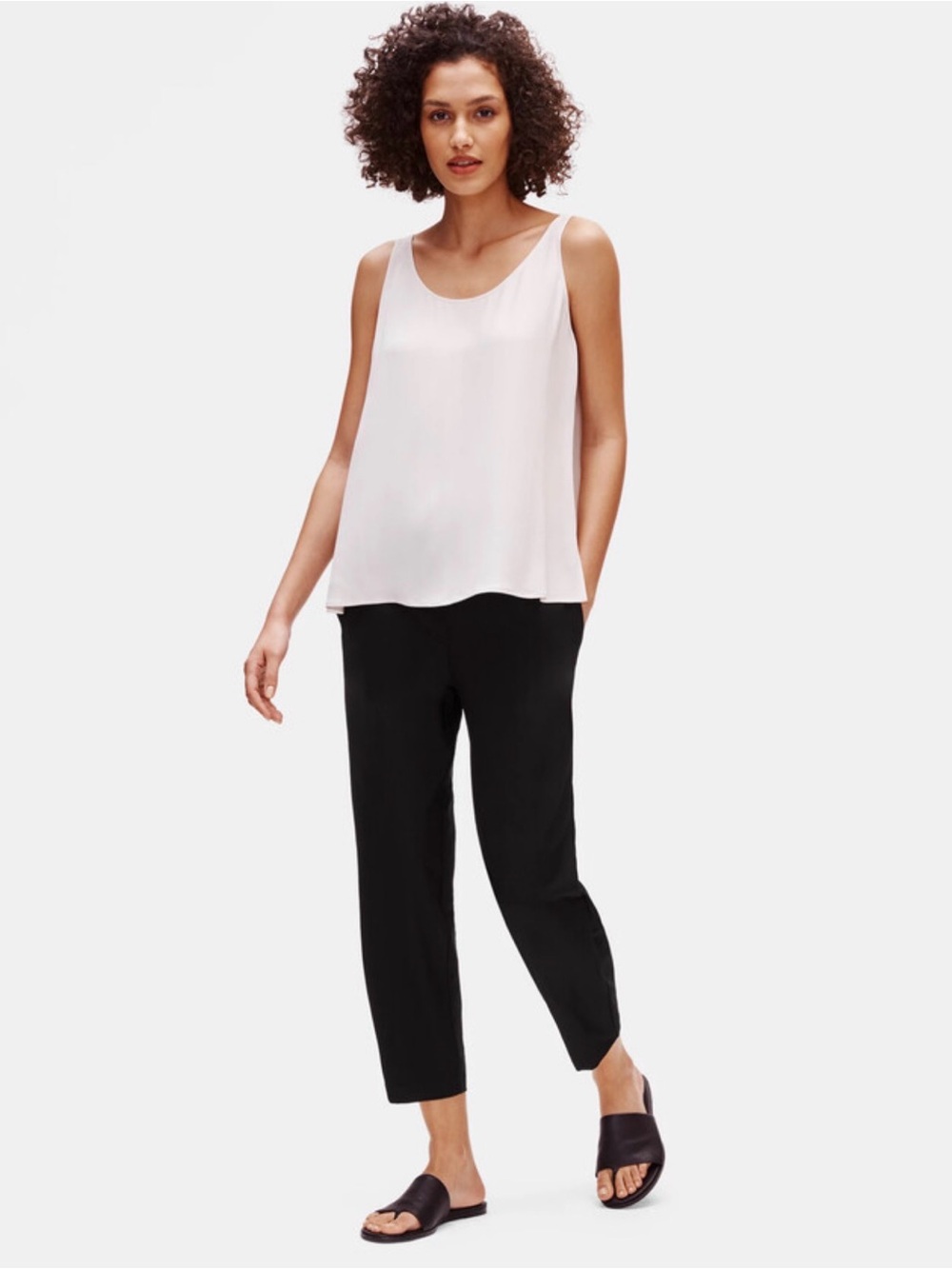Eileen Fisher System Lightweight Stretch Crepe Tapered Pant L New